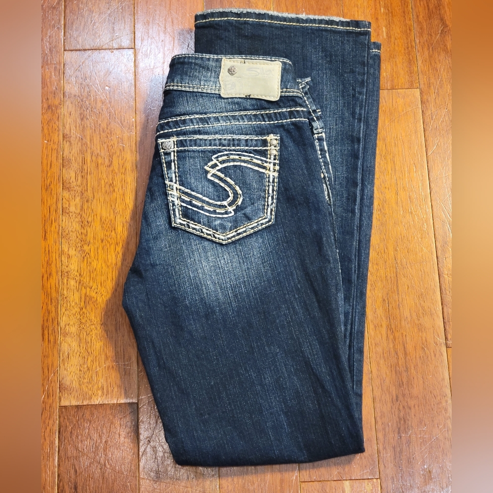 Silver Suki Bootcut Stretch Thick Stitch Jeans Size 28 x 32